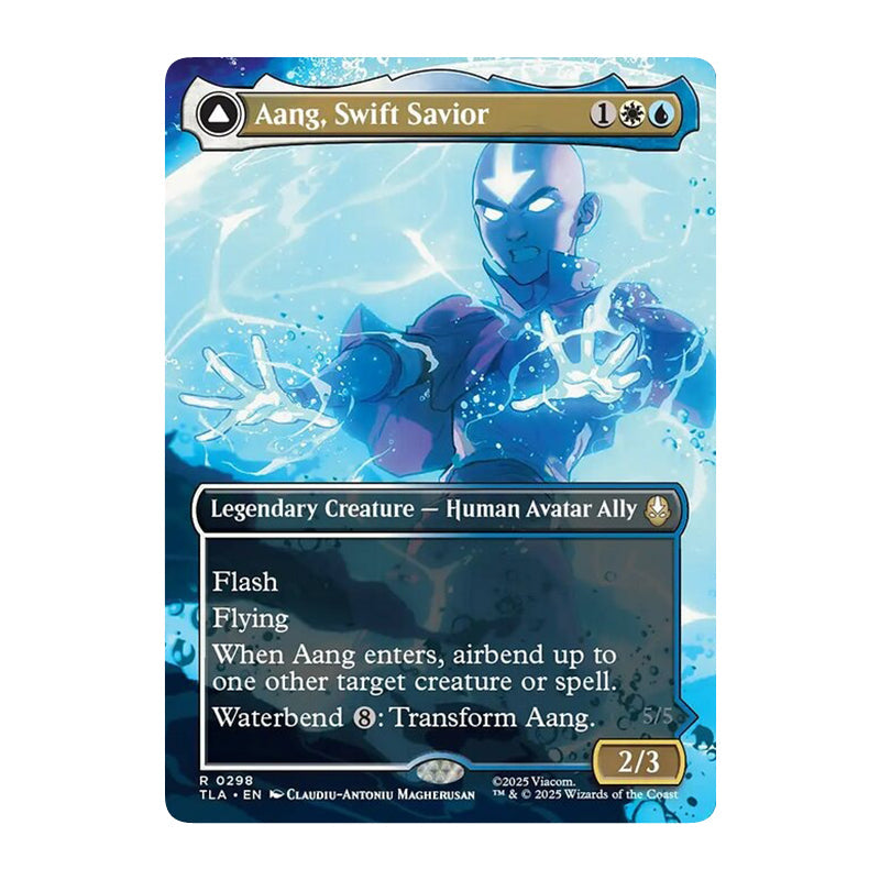 💫  Aang, Swift Savior // Aang and La, Ocean's Fury BORDERLESS - TLA 298 💫 Avatar: The Last Airbender 💫 MTG NM