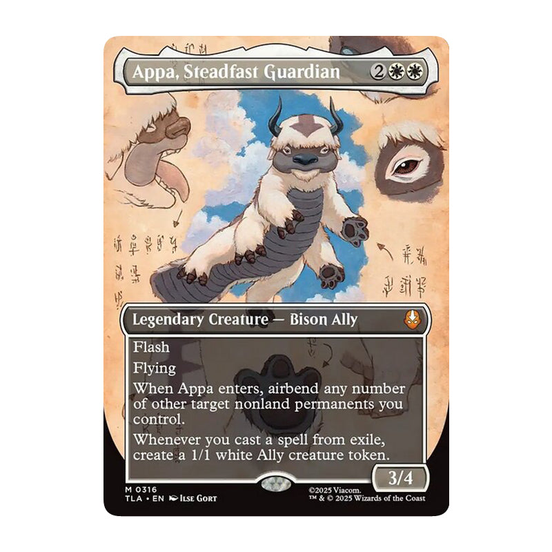 💫  Appa, Steadfast Guardian BORDERLESS - TLA 316 💫 Avatar: The Last Airbender 💫 MTG NM