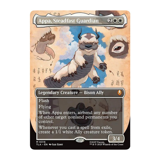💫  Appa, Steadfast Guardian BORDERLESS - TLA 316 💫 Avatar: The Last Airbender 💫 MTG NM