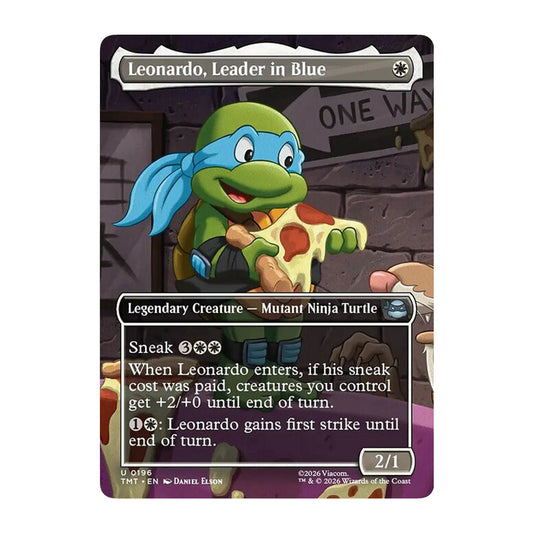 💫  Leonardo, Leader in Blue BORDERLESS - TMT 196 💫 Teenage Mutant Ninja Turtles 💫 MTG NM