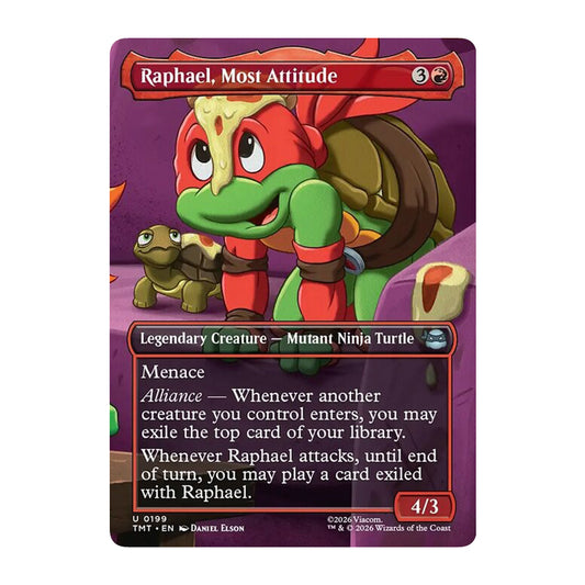 💫  Raphael, Most Attitude BORDERLESS - TMT 199 💫 Teenage Mutant Ninja Turtles 💫 MTG NM