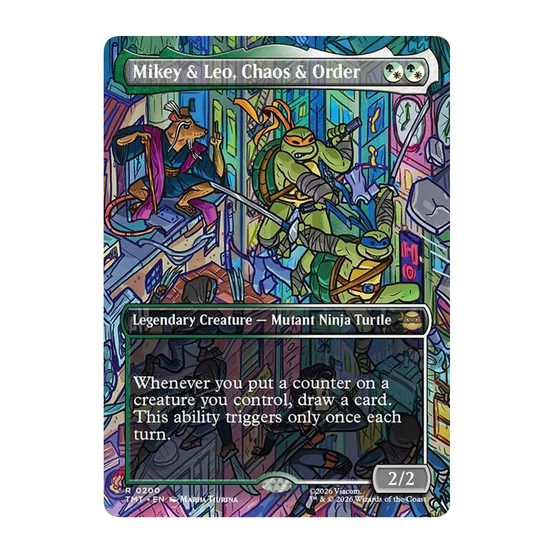 💫  Mikey & Leo, Chaos & Order BORDERLESS - TMT 200 💫 Teenage Mutant Ninja Turtles 💫 MTG NM