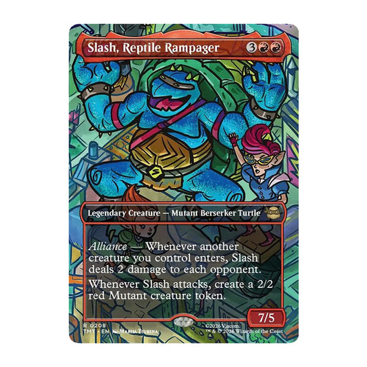 💫  Slash, Reptile Rampager BORDERLESS - TMT 208 💫 Teenage Mutant Ninja Turtles 💫 MTG NM