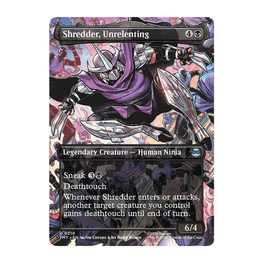 💫  Shredder, Unrelenting BORDERLESS - TMT 210 💫 Teenage Mutant Ninja Turtles 💫 MTG NM
