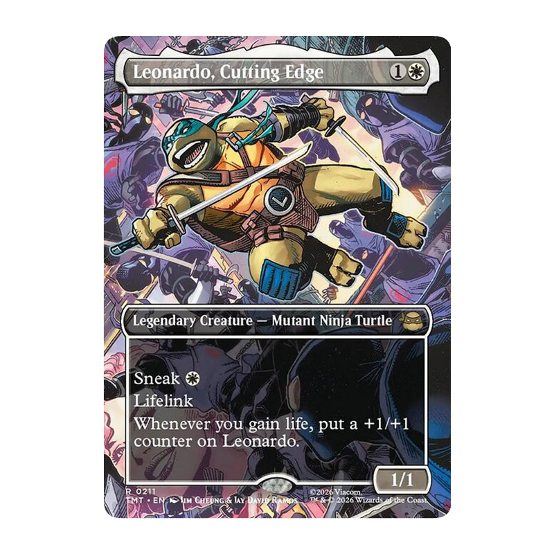 💫  Leonardo, Cutting Edge BORDERLESS - TMT 211 💫 Teenage Mutant Ninja Turtles 💫 MTG NM