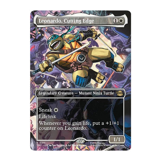 💫  Leonardo, Cutting Edge BORDERLESS - TMT 211 💫 Teenage Mutant Ninja Turtles 💫 MTG NM
