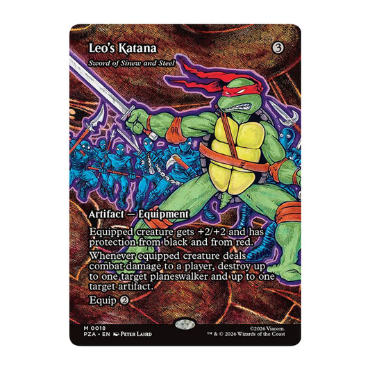💫 Leo's Katana // Sword of Sinew and Steel BORDERLESS - PZA 0018 💫 Teenage Mutant Ninja Turtles 💫 MTG NM